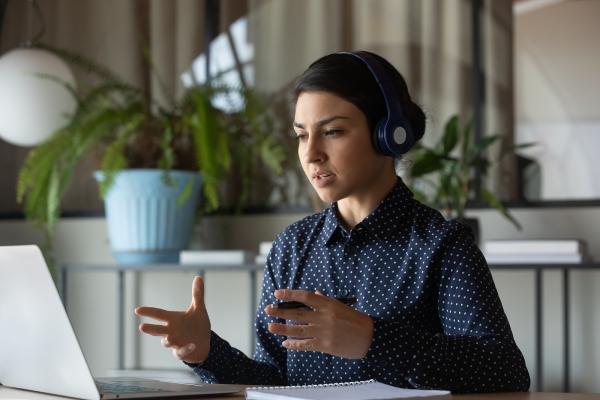 Online Hotline Client Call on Headset